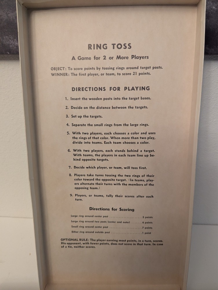 Vintage 1966 Whitman Ring Toss - Complete