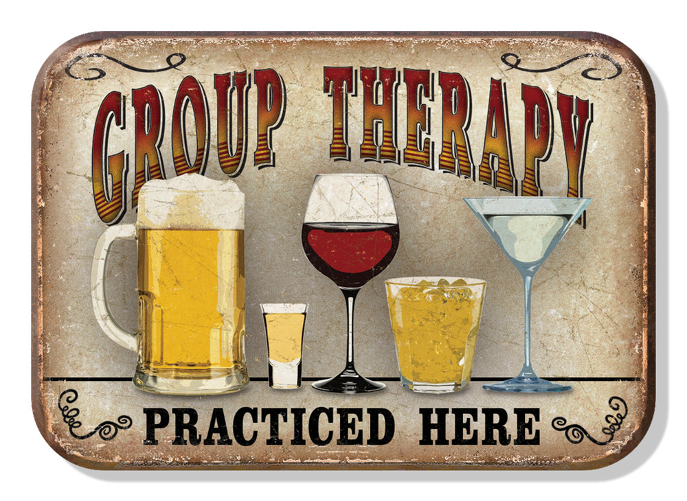 GROUP THERAPY PRACTICED HERE  MAGNET 2.5” X 3.5” ROUNDED CORNERS