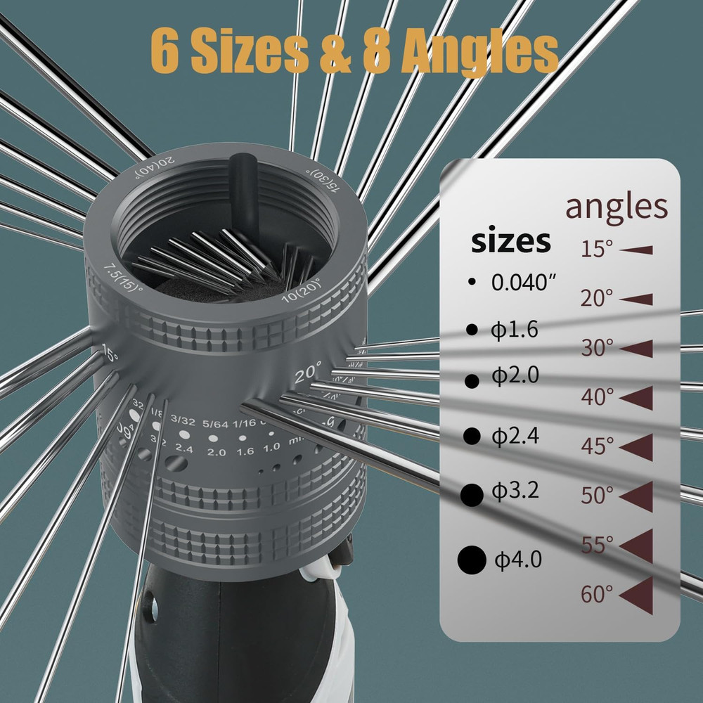 Tungsten Sharpener Grinder for Tig Welding, 6 Sizes 8 Angles Tungsten Electrode