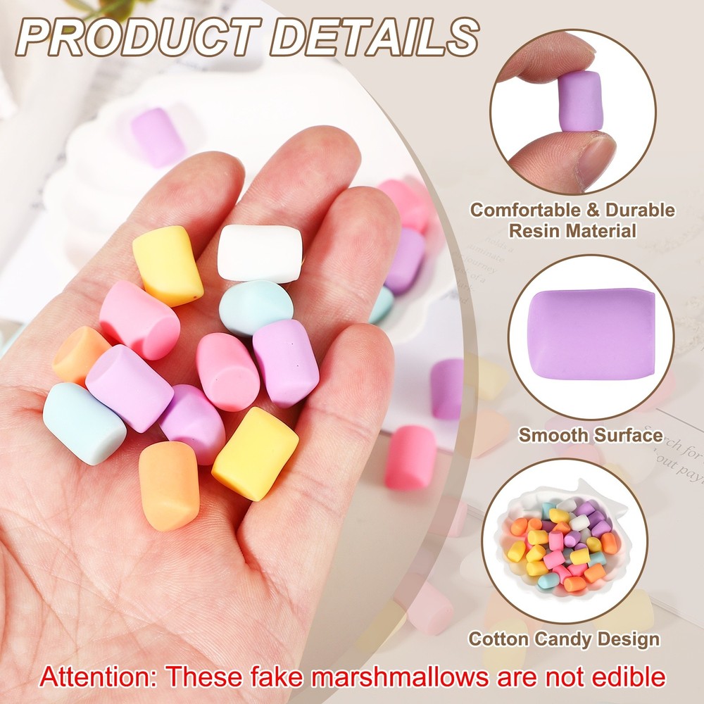 20 Pcs Resin Candy Charm, Artificial Simulation Cotton Candy, Purple