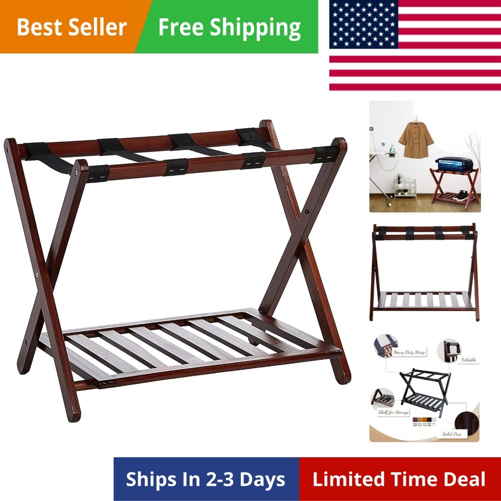 Luggage Rack, Walnut, Solid Wood