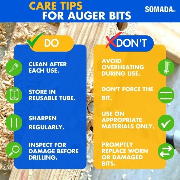 SOMADA Wood Auger Bit, 3/4-Inch By 17-Inch - Hex Shank 3/8-Inch Ship Auger Long