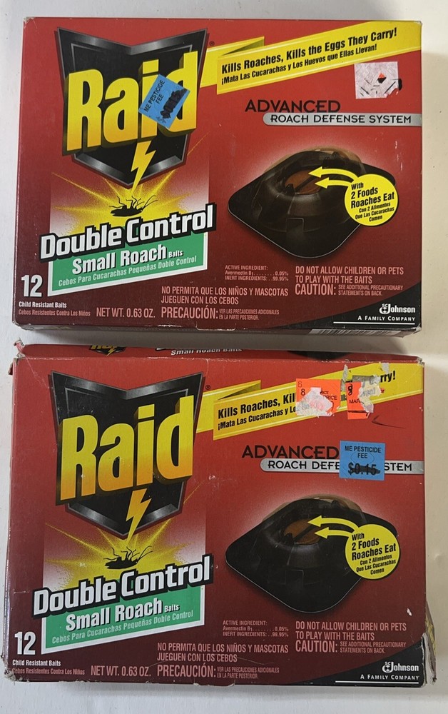 Lot Of 2 Raid Double Control Small Roach Baits 12 each 24 Advanced Roach Defense