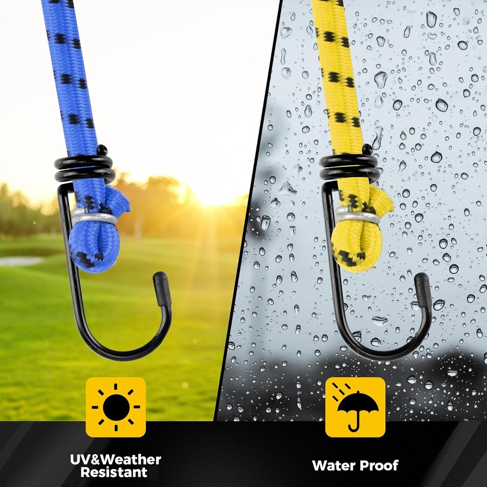 Veppak-Bungee Cords with Hooks, 12 Pack Elastic Bungee Straps Includes 40",32",