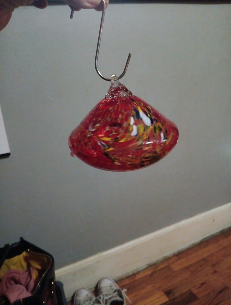 Blown Glass Window Hummingbird Feeder