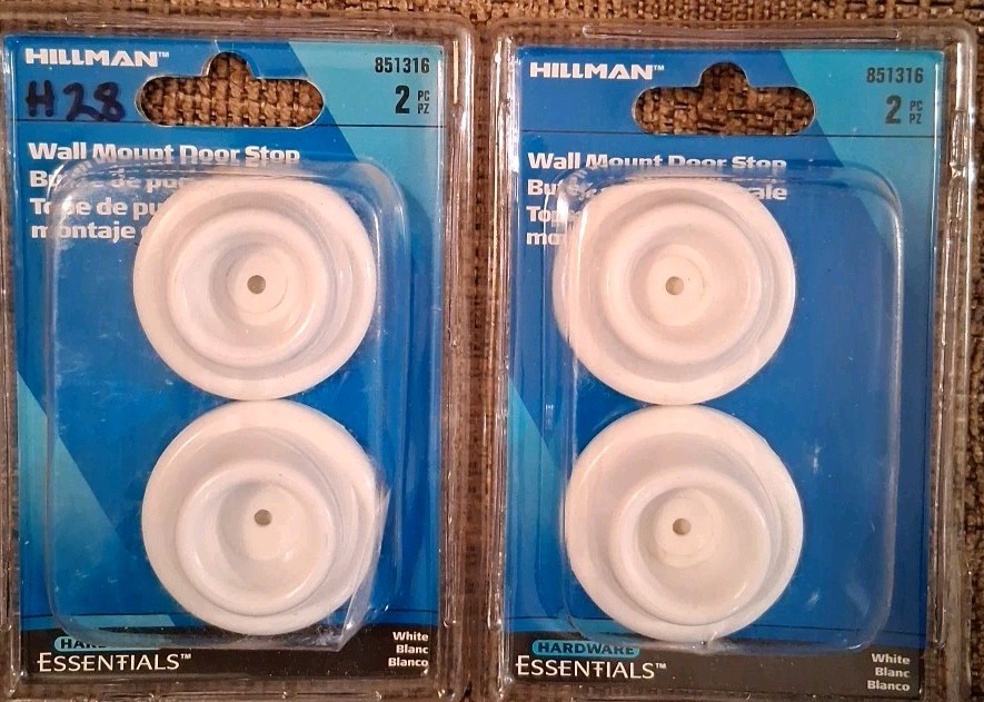 4 Hillman Wall Mount Door Stops-White