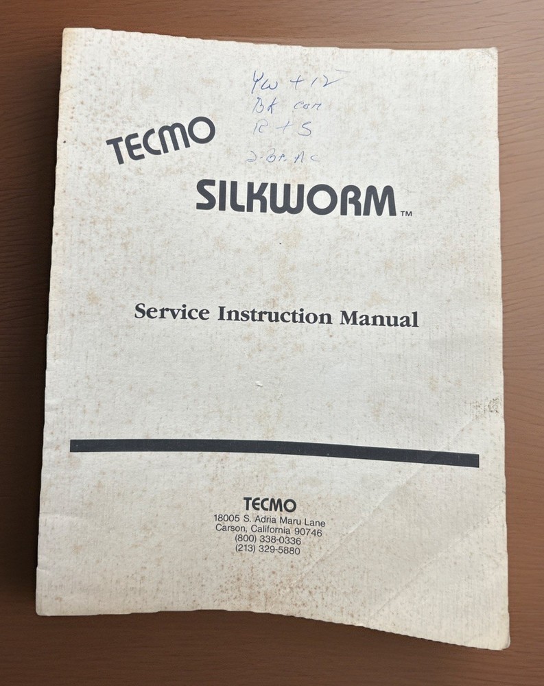 Tecmo SILKWORM Arcade Video Game Manual - Good Used Condition