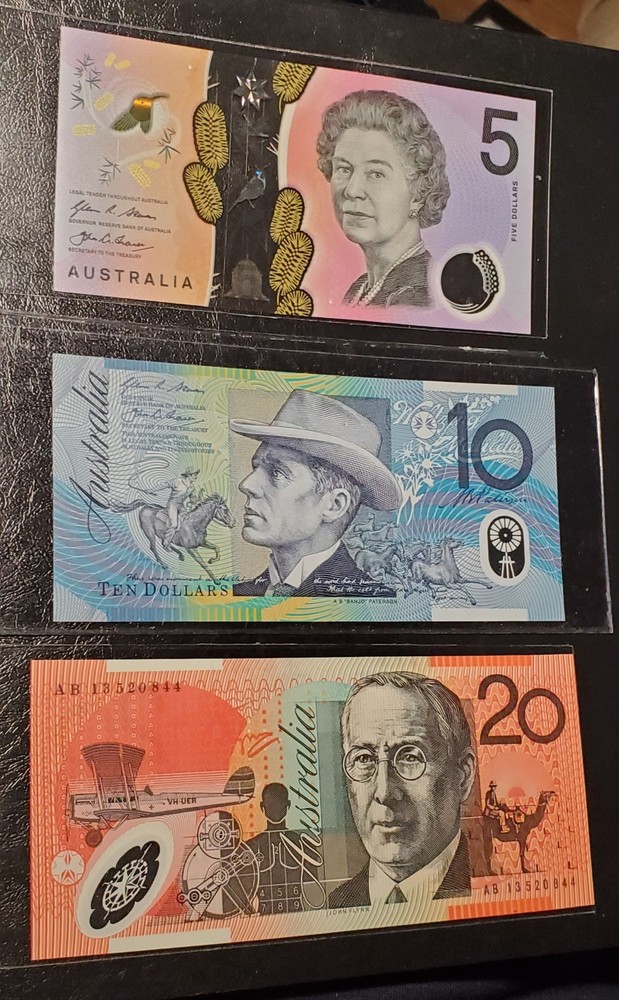AUSTRALIA BANKNOTES $5 $10 $20 POLYMER