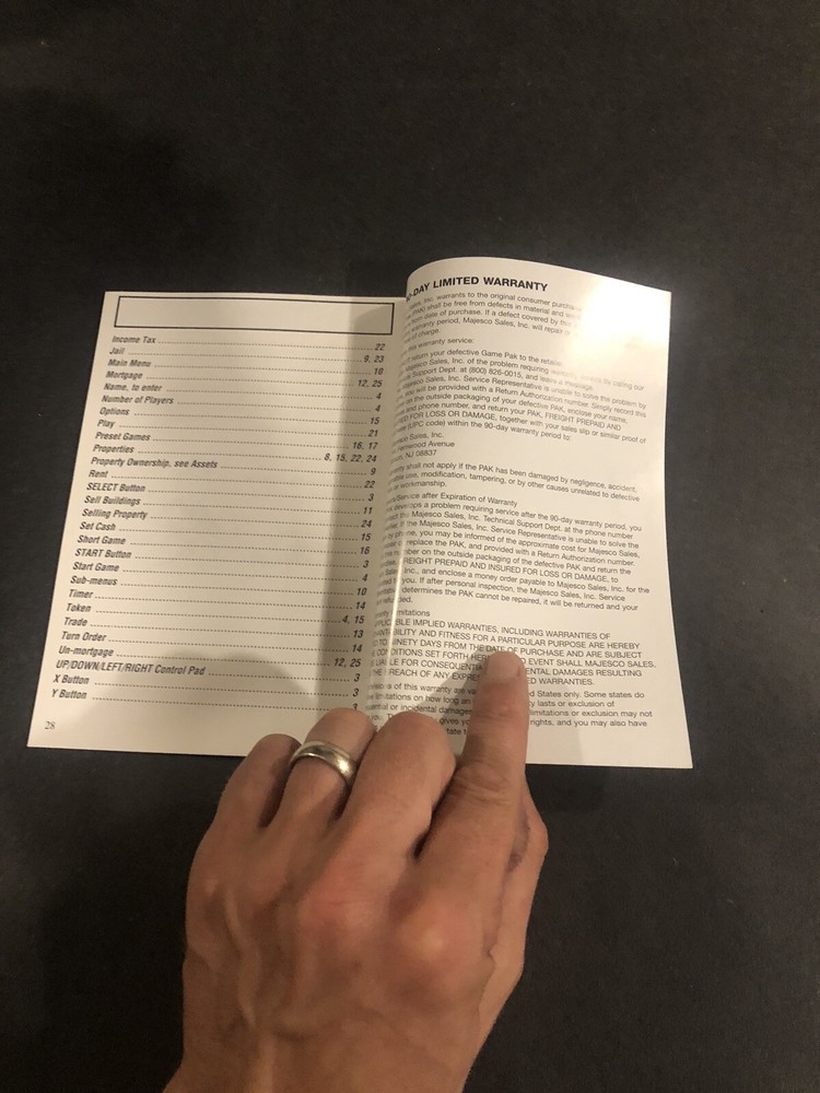 Monopoly snes manual