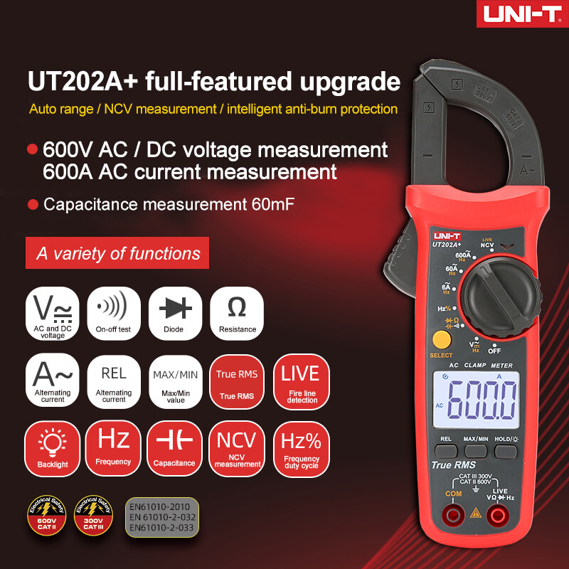 UNI-T True RMS Digital Clamp Meter Auto Range Multimeter AC DC Volt Amp NCV Test