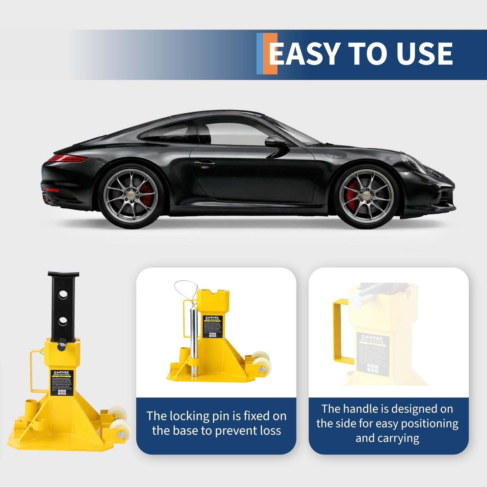 1 Pair 22 Ton Heavy Duty Car Jack Stand Pin Type Adjustable Height with Lock