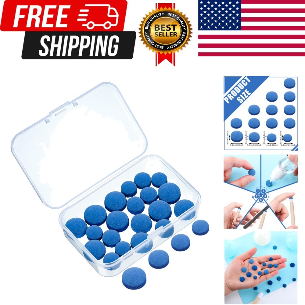 20 Pcs Billiard Pool Cue Tips Replacement Kit Pool Stick Tips with Storage Bo...