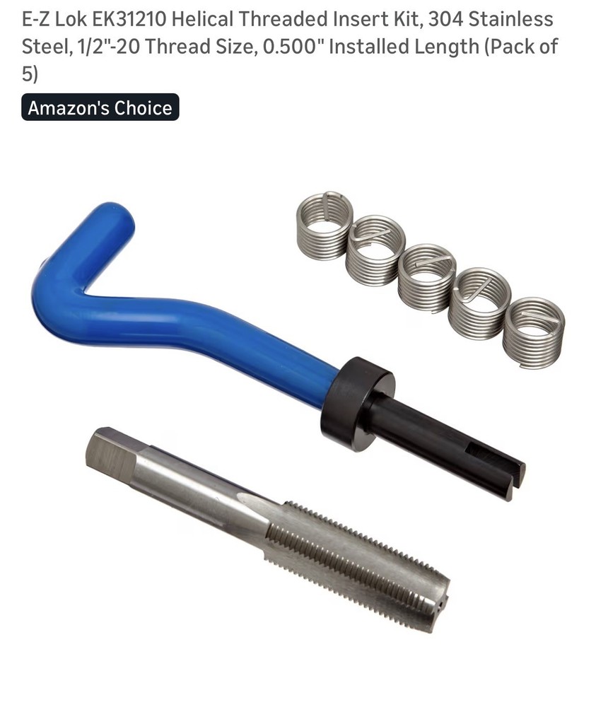 EZ COIL Thread Repair Kits-Threaded Insert, Tap, & Installation Tool - 1/2 x 20