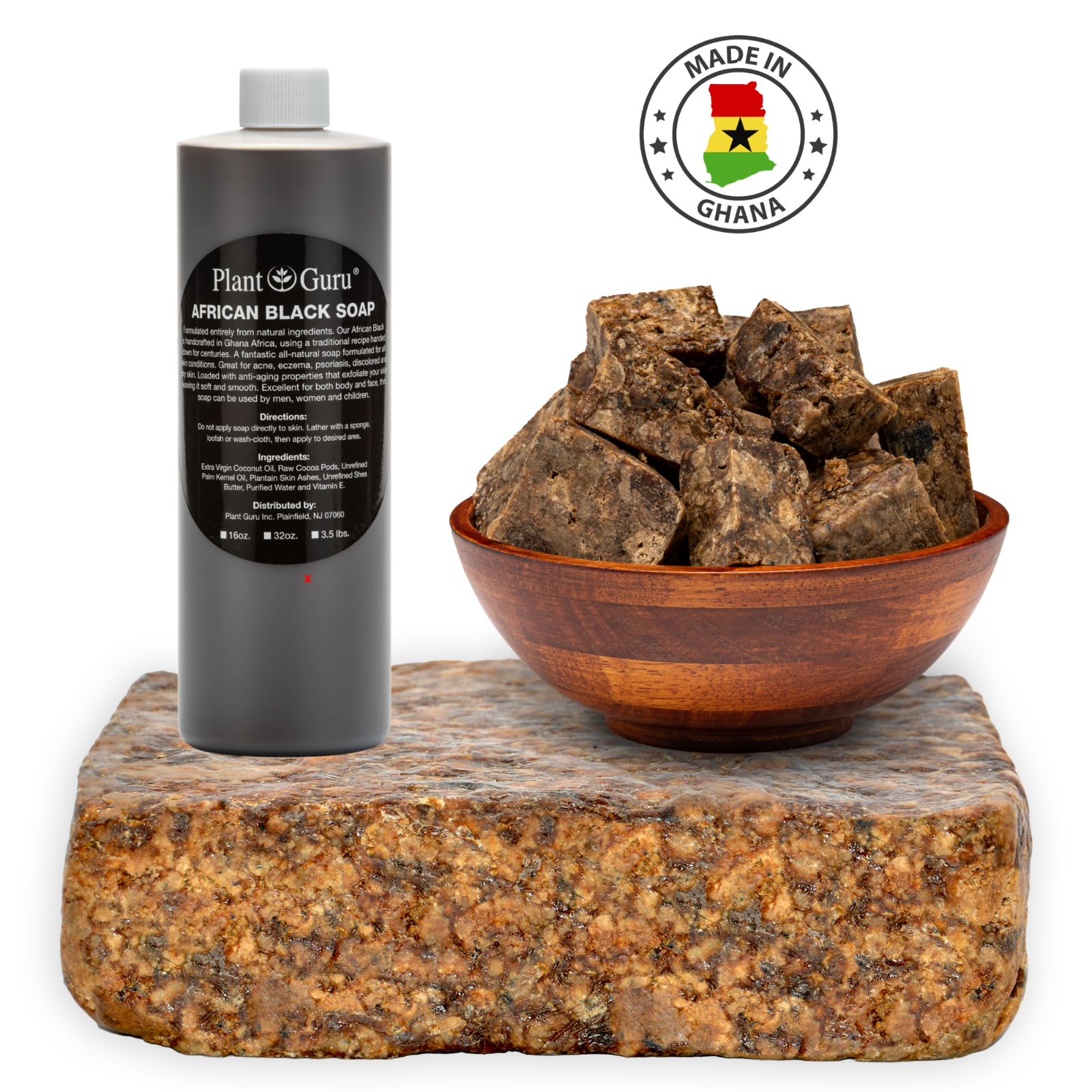Raw African Black Soap Liquid 100% Pure Organic Natural Bath Body Face Wash Bulk