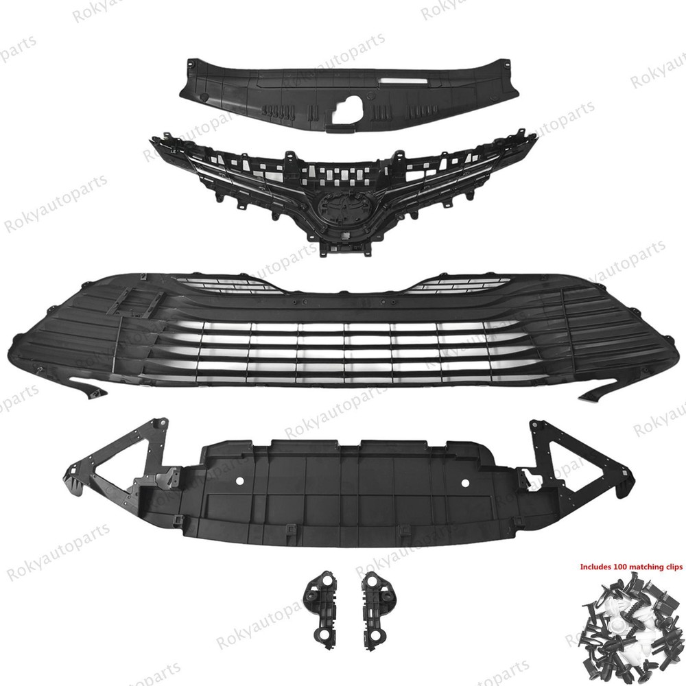 For Camry LE 2018-20 Upper Radiator Grille/Bumper Front Mesh/Bracket/lower Panel