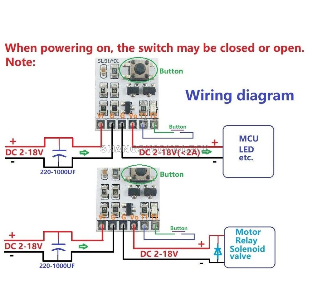 5x DC 5V 12V 2A bistable self-locking switch module LED controller relay touch