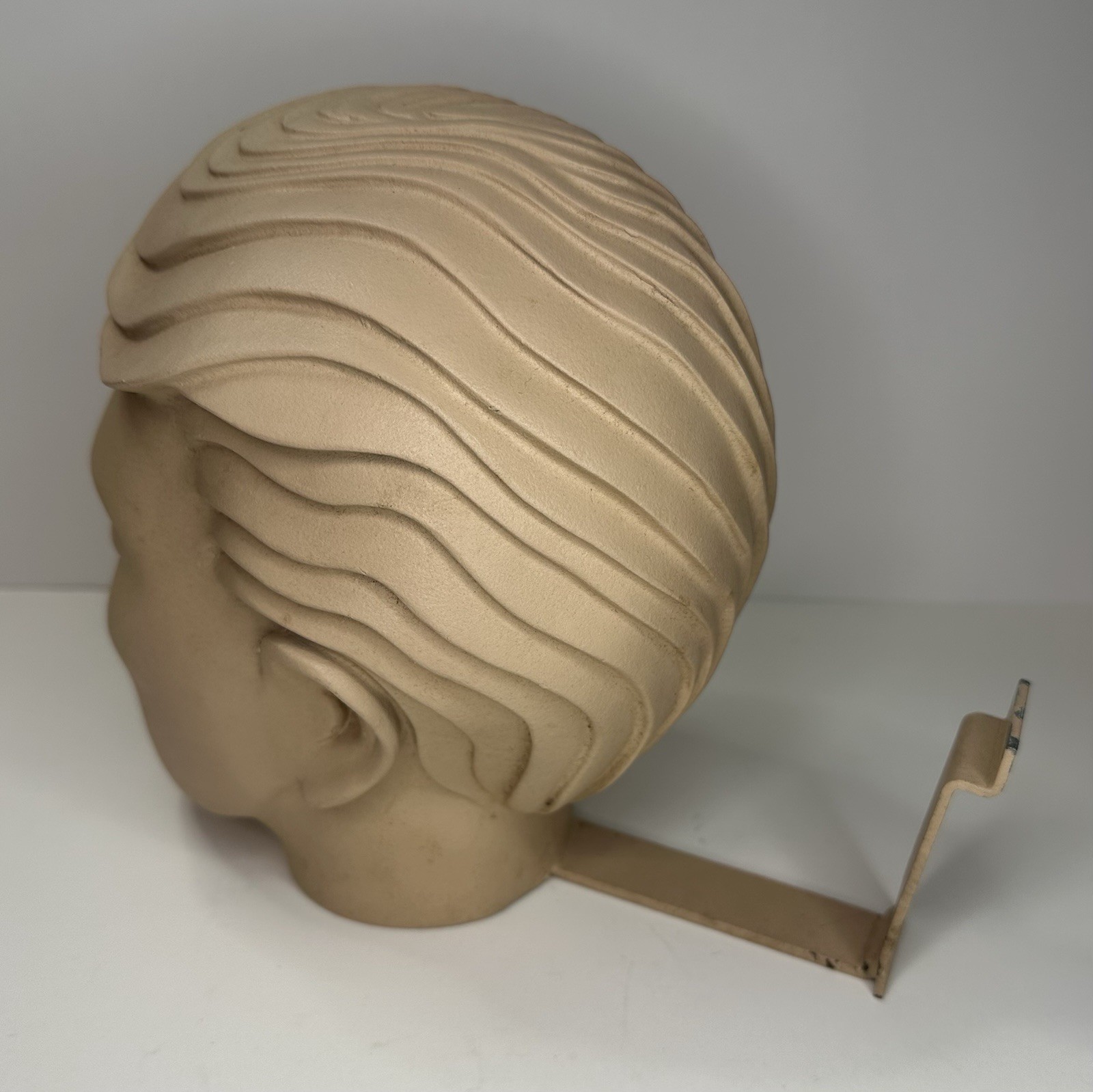 Mannequin Head Male Hard Plastic Metal Bracket Vintage Store Display