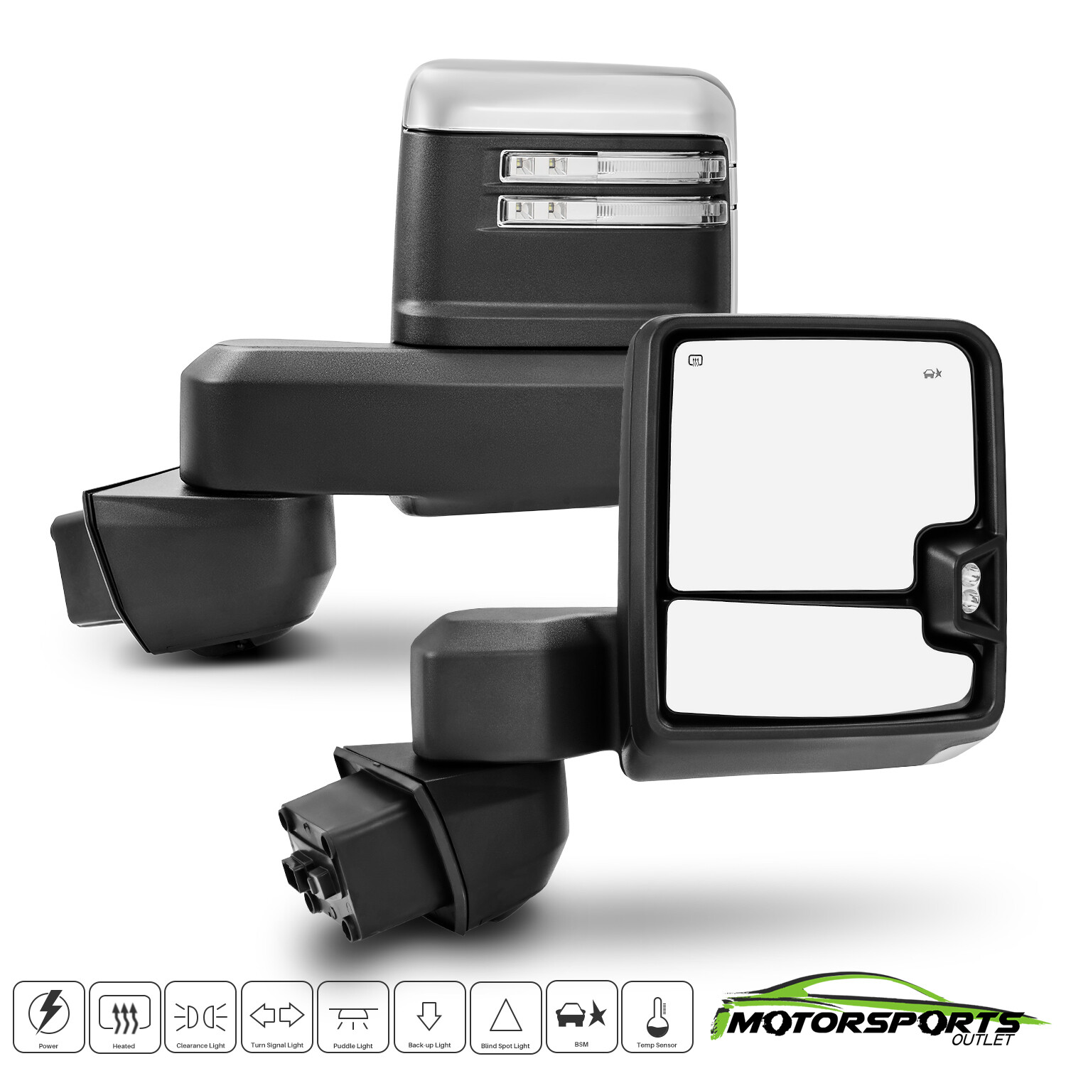 Chrome Power Heated Towing Mirrors For 2019-2023 Chevy Silverado GMC Serria