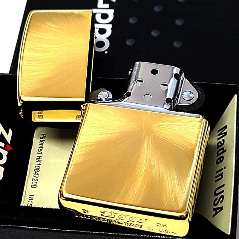 Zippo Radial Satin Gold 2 Sided Processing Lighter Regular Japan