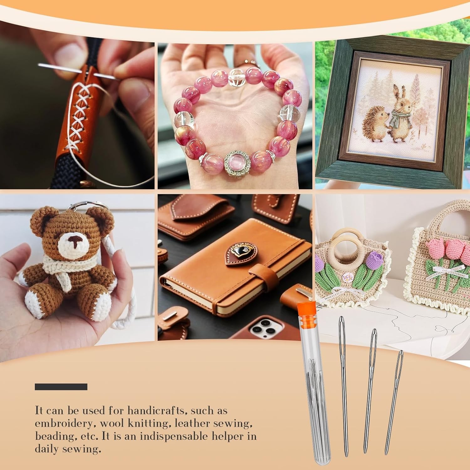 12PCS Large-Eye Blunt Needles – 3 Sizes Yarn Needles with Threader (Silver)