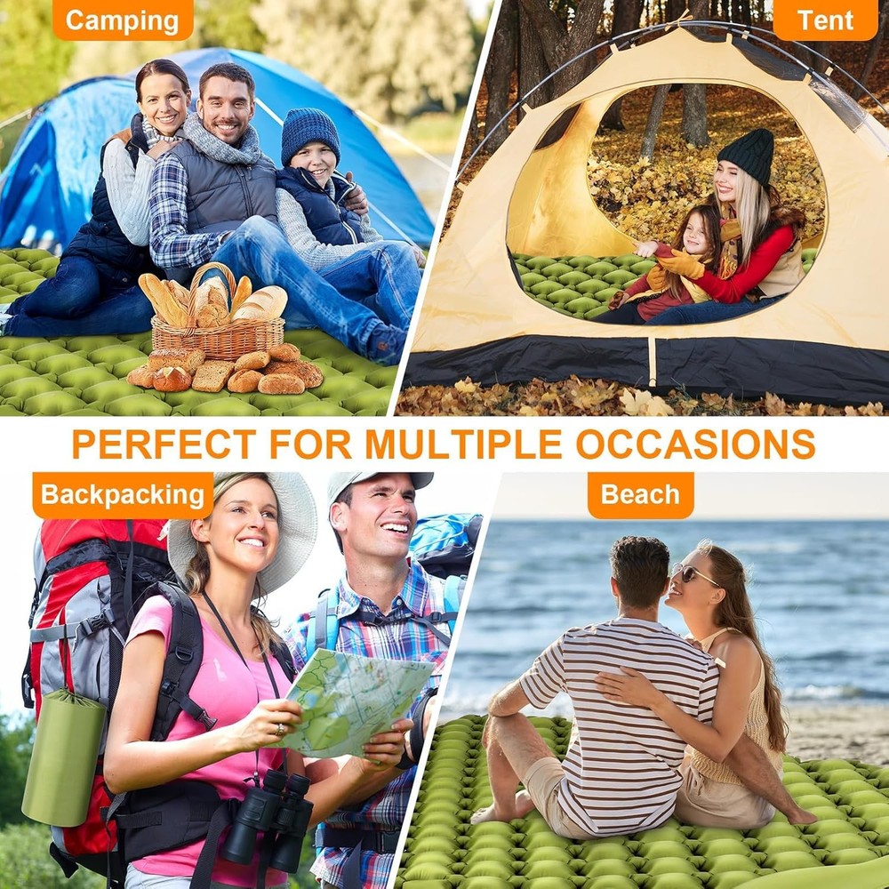 Double Sleeping Pad Ultralight 4" Extra-Thick Self Inflating Sleeping Mat 2