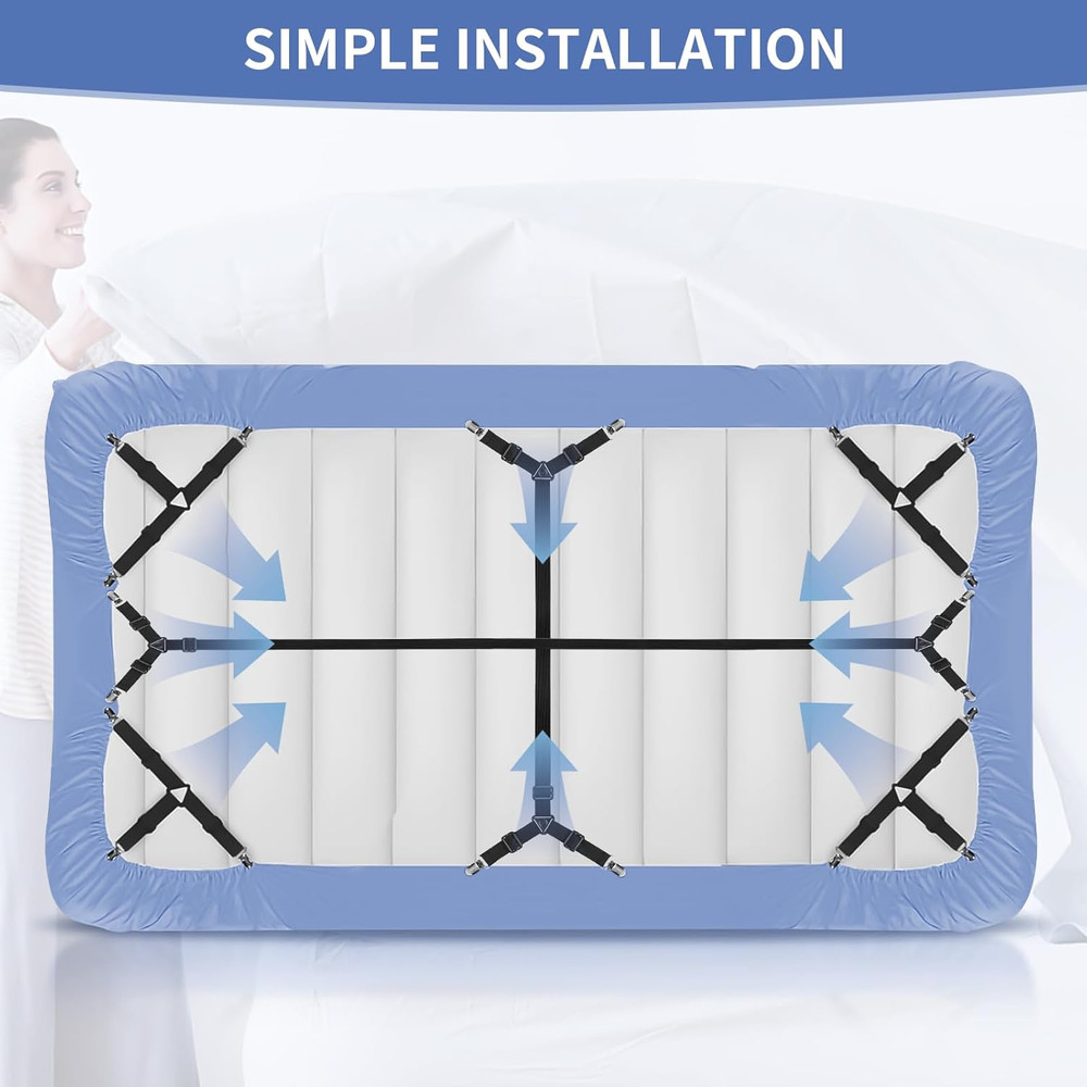 Bed Sheet Straps Adjustable 6 Pack Triangle Corner Holders Elastic Mattress Fast