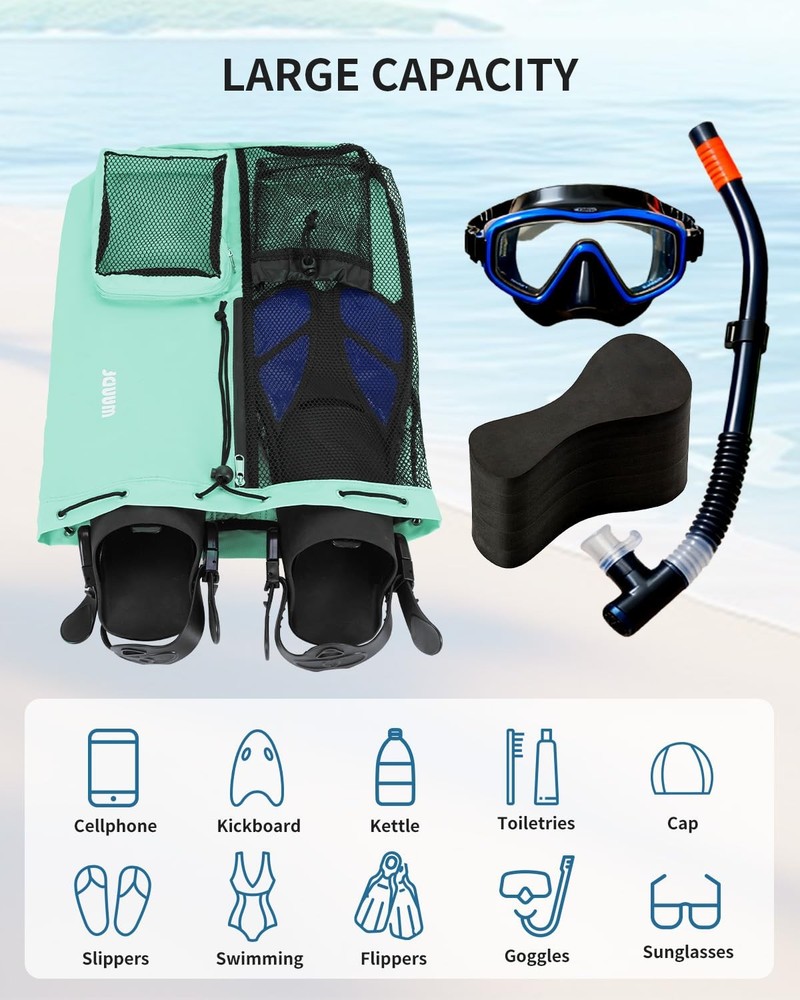 Swim Bag Mesh Drawstring Backpack with Wet Pocket Beach Backpack for Swimming...