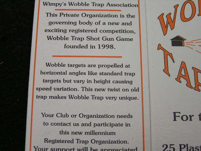 Wimpy's Wobble Trap Target Loads (10 unused Boxes)