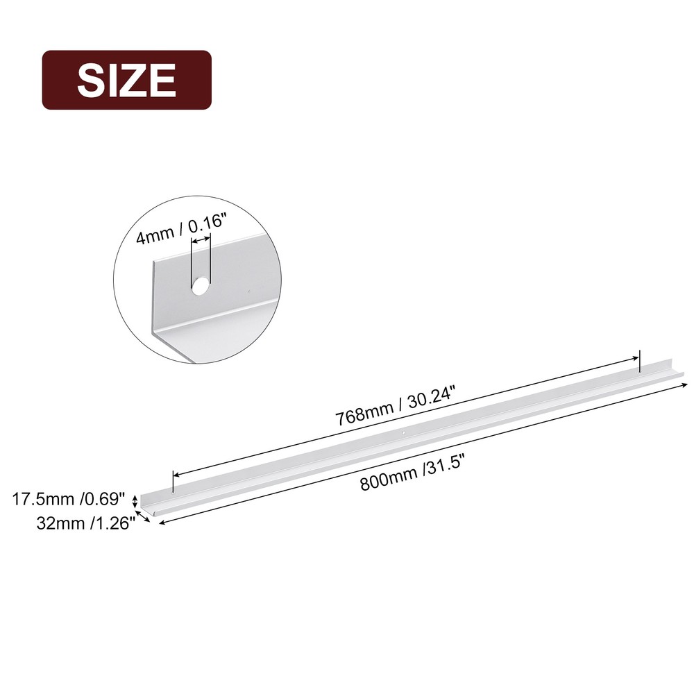 Cabinet Edge Finger Pull, 5pcs 800mm / 31.5" Hidden Cabinet Pulls, Silver