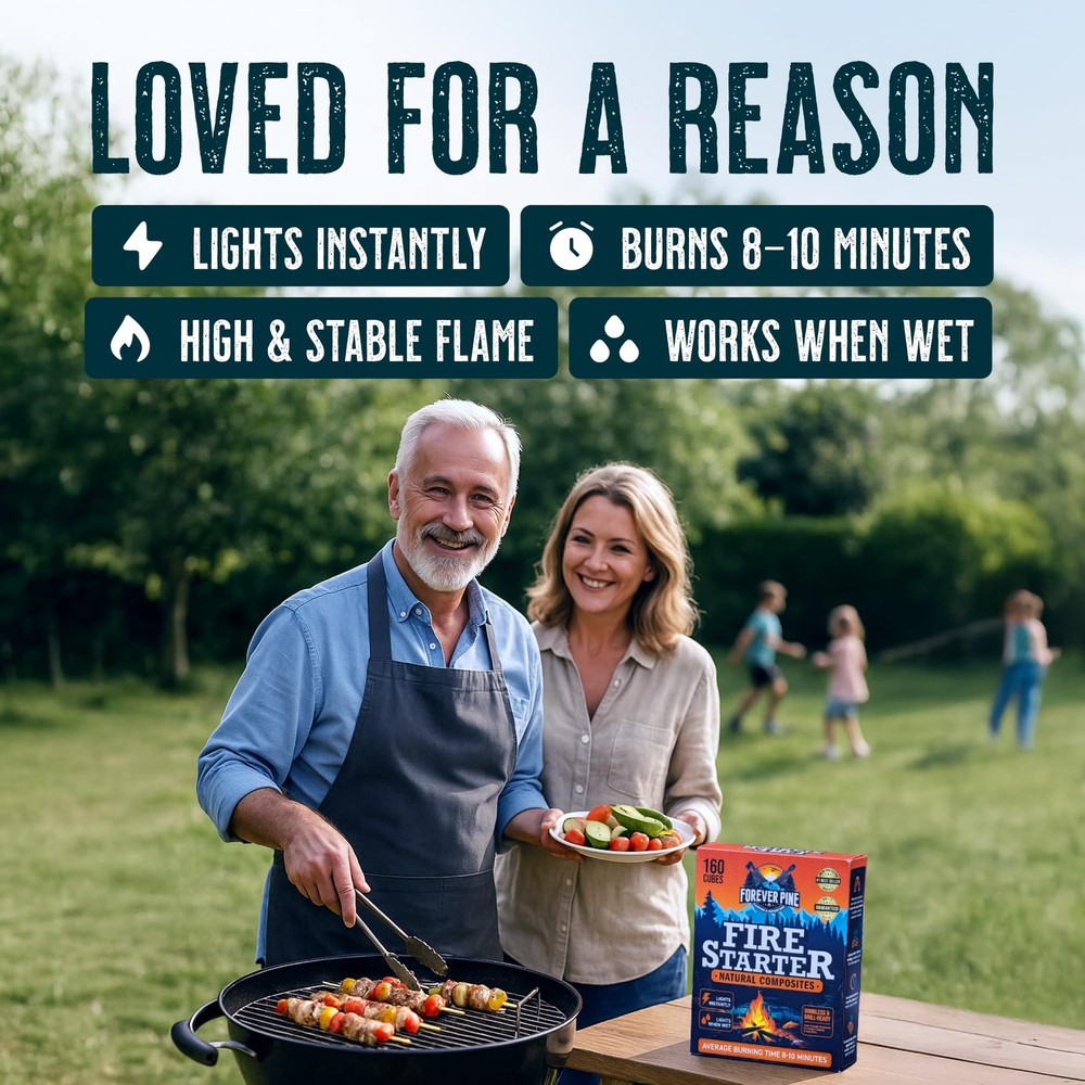 Fire Starter Cubes, 160 pcs - Value Pack - Firestarter Squares for Fireplace,...