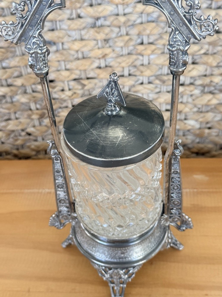 Reed & Barton 1280 Silver Plated Pickle Caster Serving Jar *READ*