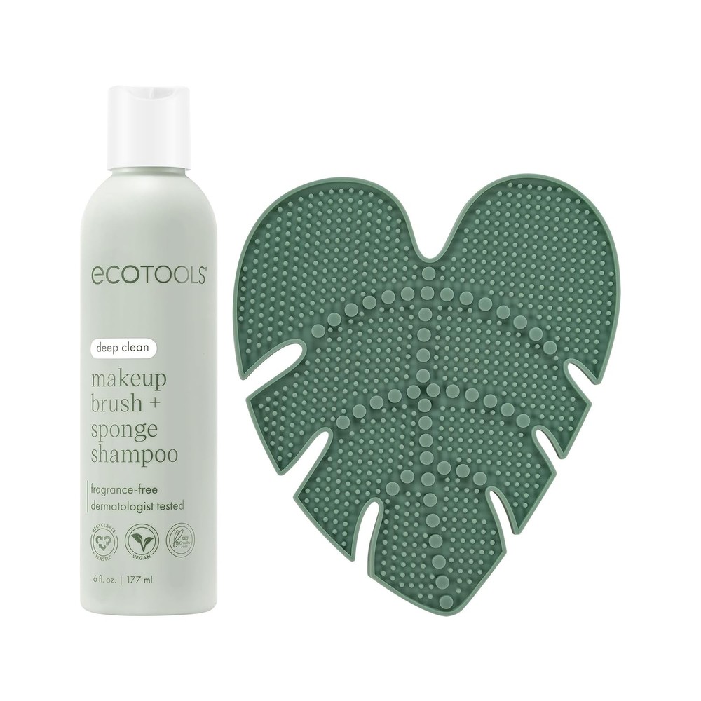 Makeup Brush Cleansing Pad + Deep Clean Shampoo Bundle,Brush Cleaner Mat&Makeup