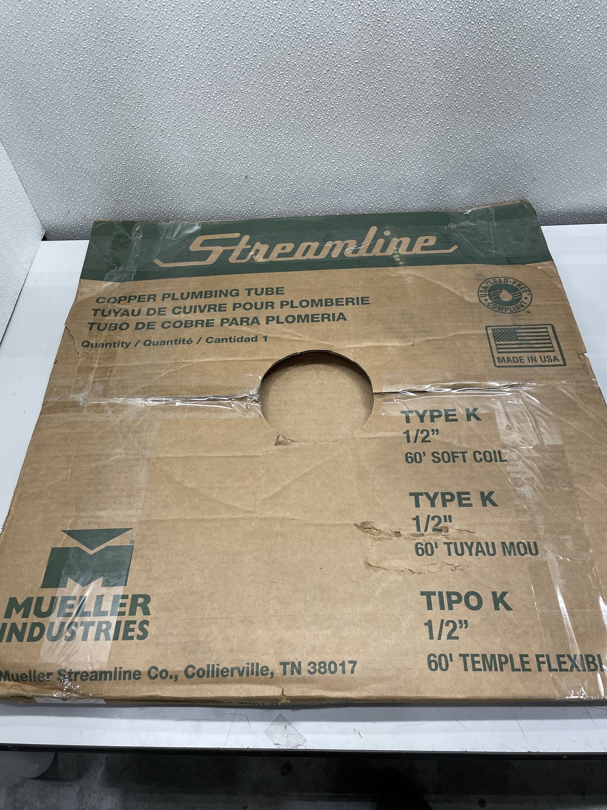 Mueller Streamline 1/2x60' K Soft COP Tube Copper 29"L x 29"W CK04060