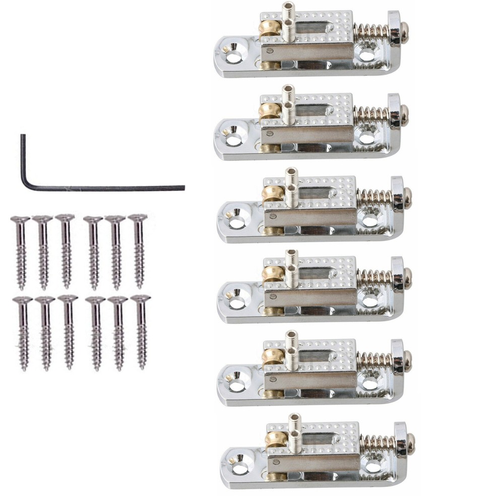 6pcs Single String Roller Saddle Guitar Bridge for cigar box banjo Silver B