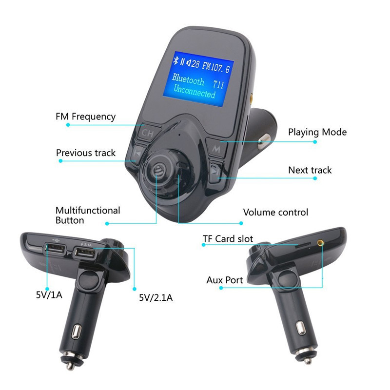 Bluetooth Wireless FM transmitter Adapter charger for Car Stereo Radio Speaker