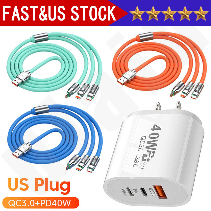 3 in 1 Fast USB Charging Cable Universal Multi Function Cell Phone Charger Cord