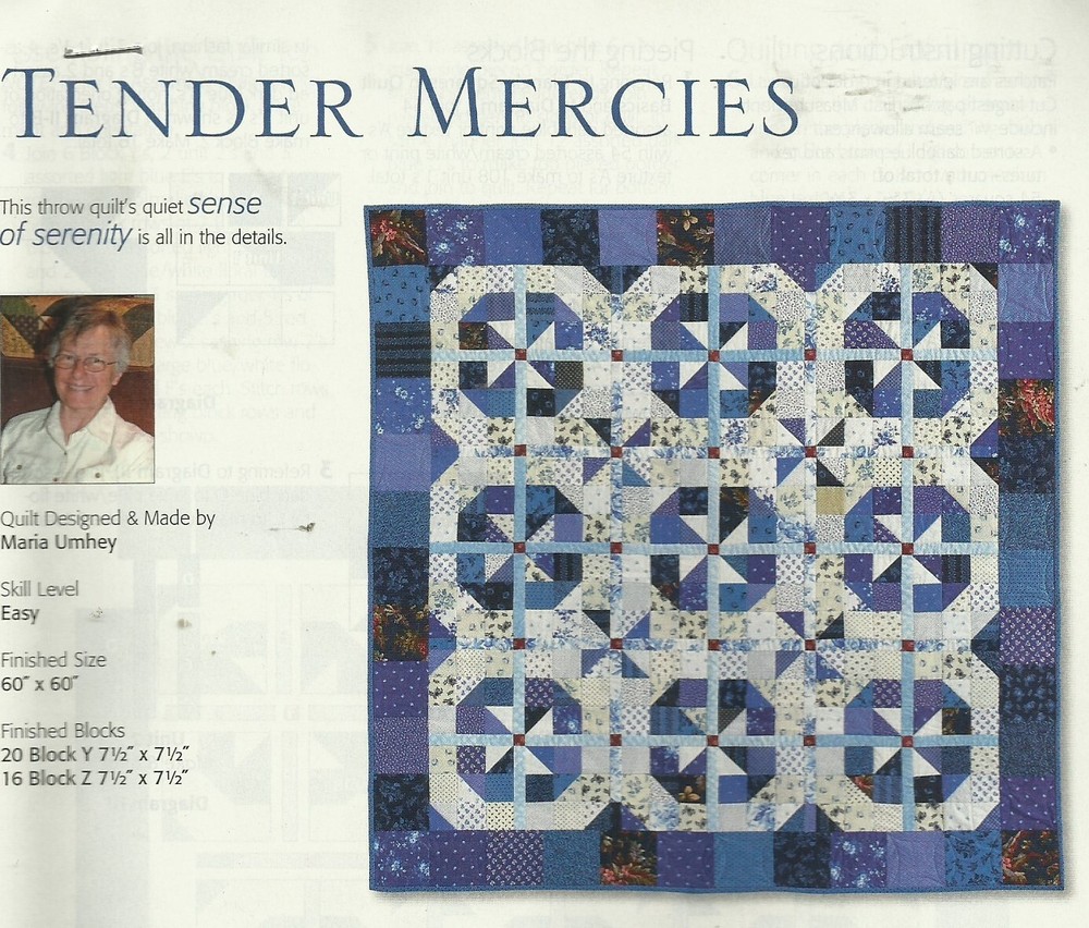 B0153 TENDER MERCIES QUILT PATTERN/INSTRUCTIONS