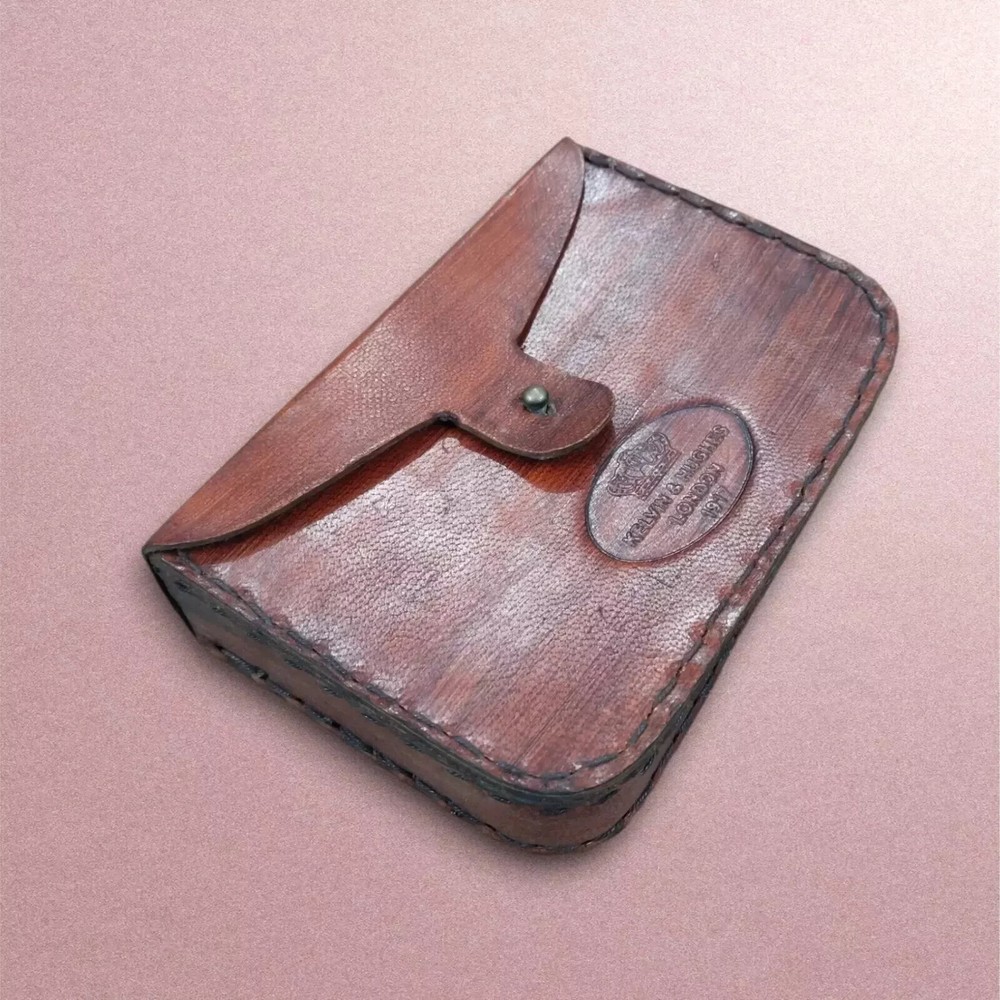 Vintage Leather Pouch with Button Closure for Binoculars Rustic Handcrafted Gift