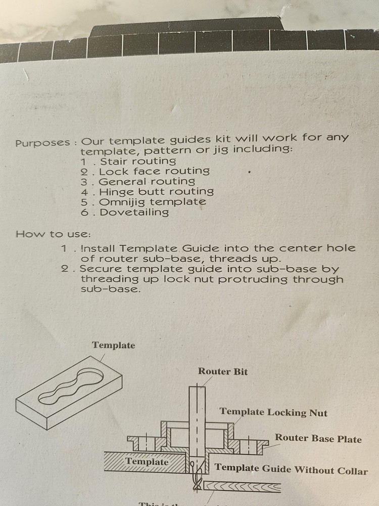 Brass Router Bushing Set 9 Piece Templete Guide Kit 127110