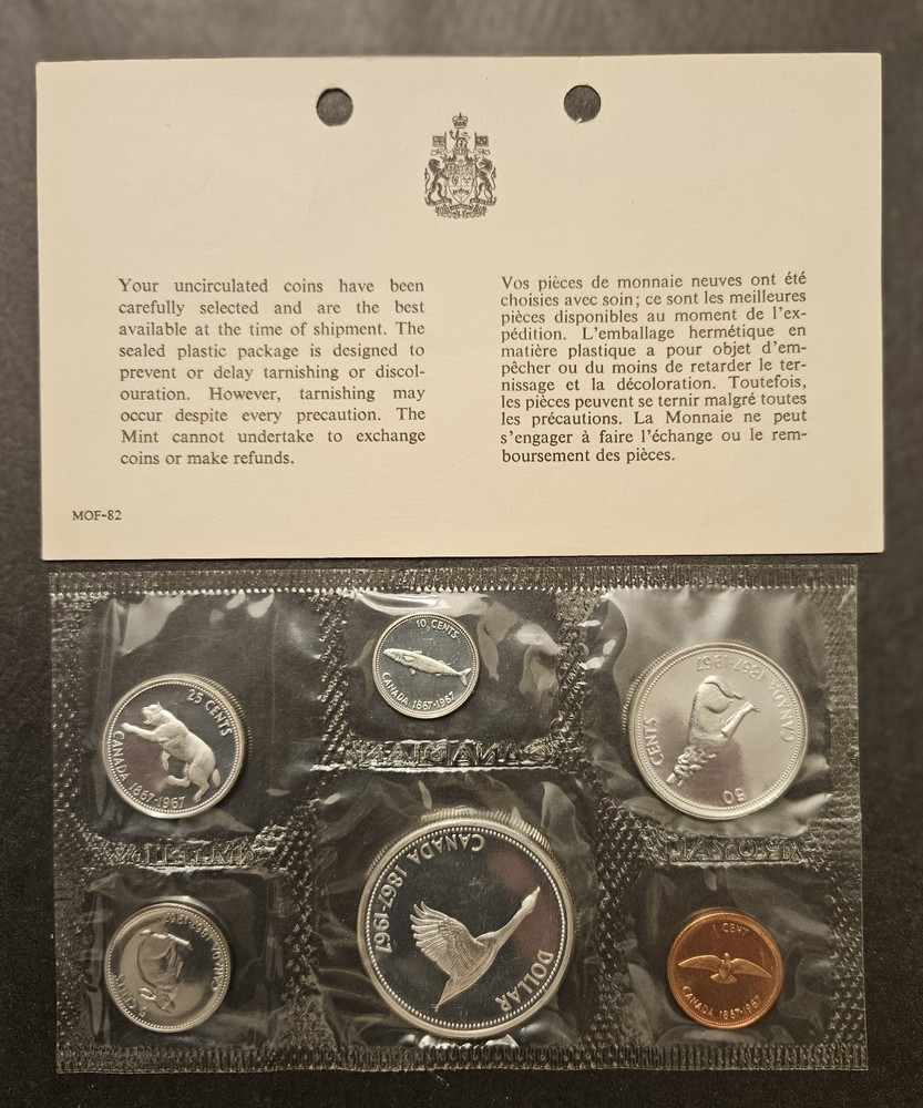 1967 CANADA SILVER PROOF LIKE MINT SET 1.11 Oz Silver
