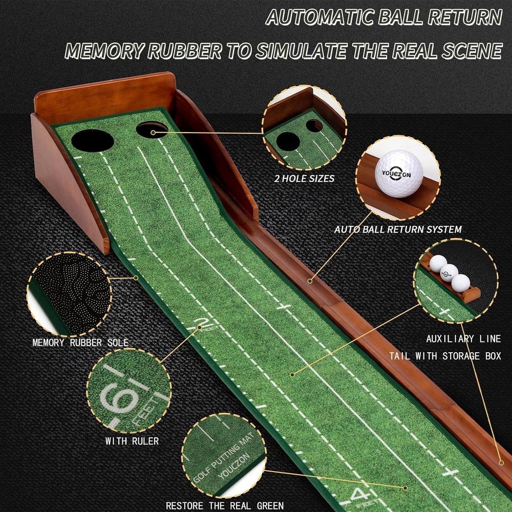 Portable Golf Putting Mat with Automatic Ball Return - Gift for Enthusiasts