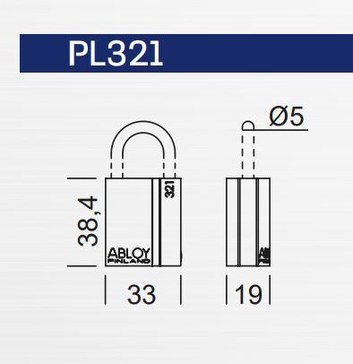 Abloy PL321/20T Padlock, Keyed Different Protec2 with 2 Keys