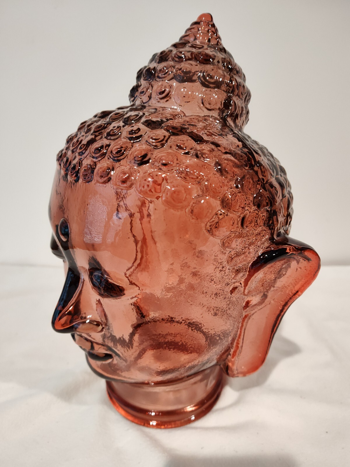 Glass BUDDHA HEAD, SOFT PINK, Life Size Mannequin Buddha Head for Decor.