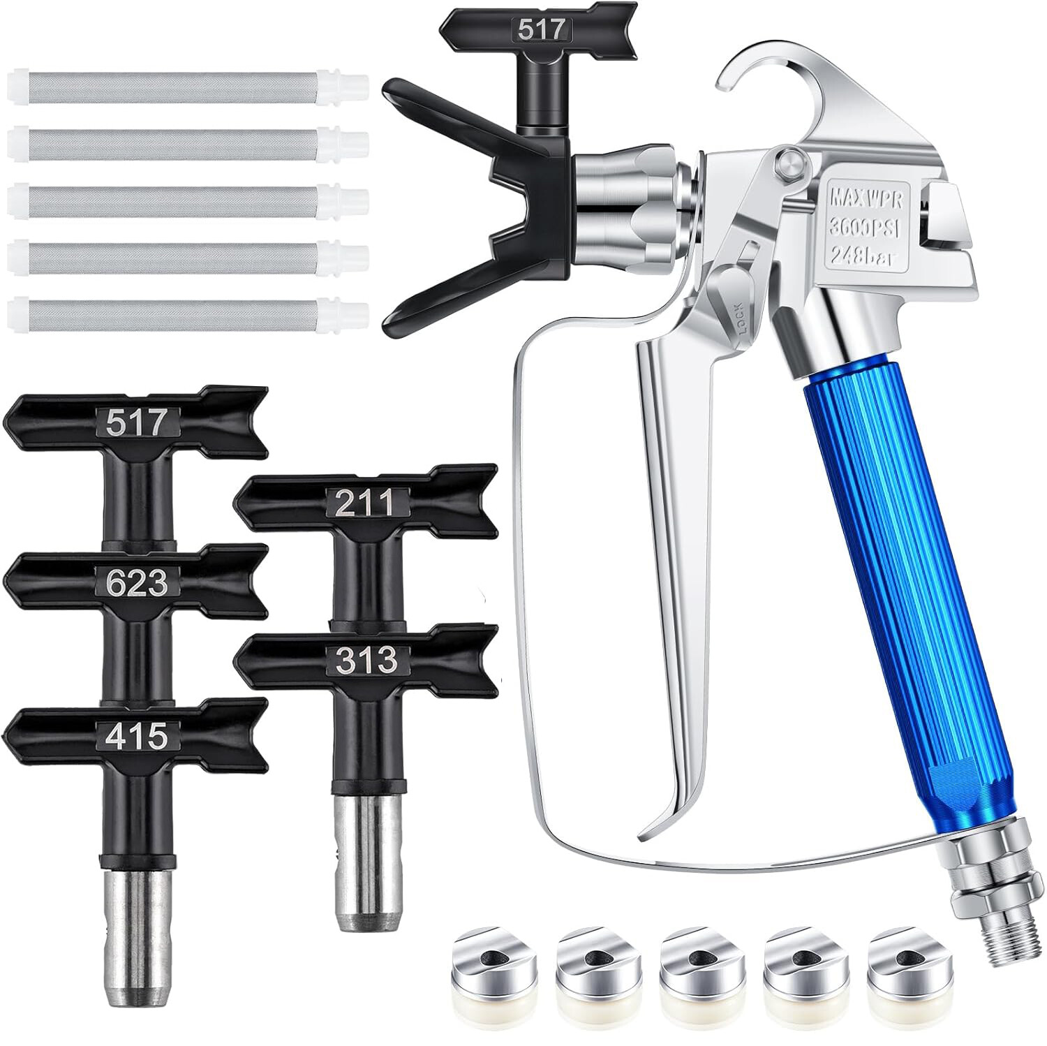 12 Pcs Airless Paint Sprayer Gun with Nozzle Guard Spray Tips and Airless Paint