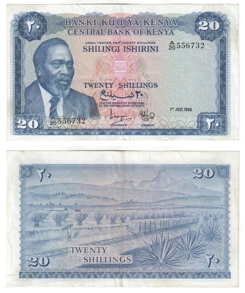KENYA 20 Shillings Banknote (1968) P.3c - VF+