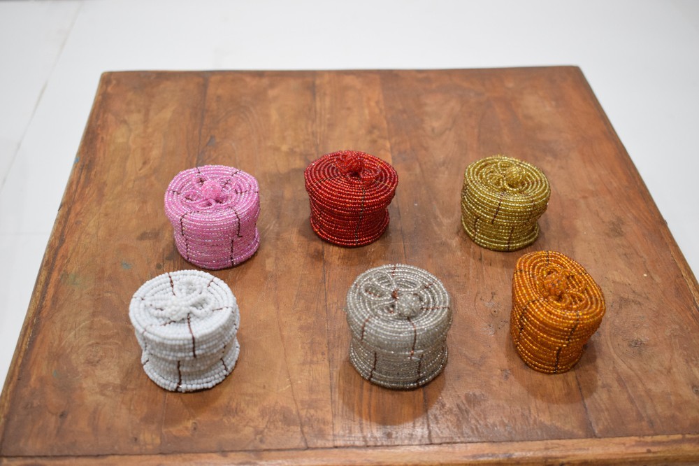 Baskets Indonesian Small Assorted Round Wire Beaded Baskets