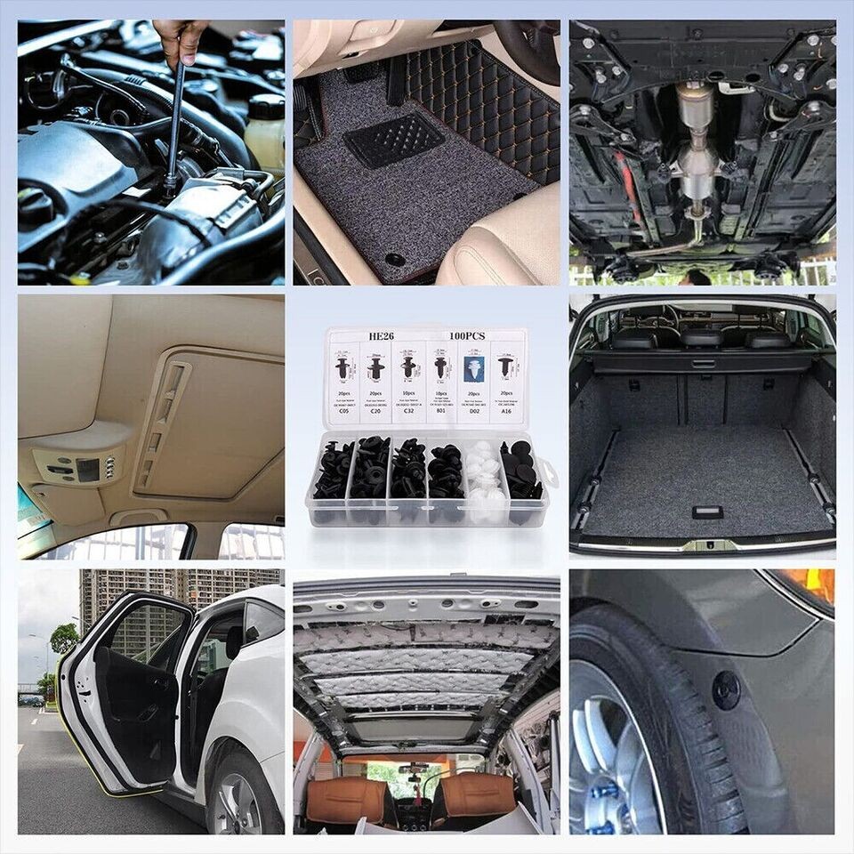 100PCs Car Body Rivet Push Pin Plastic Fastener Retainer Bumper Fender Trim Clip