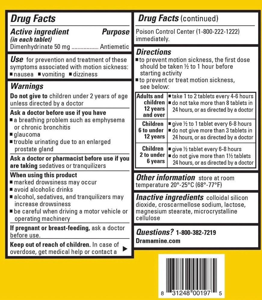 2 Pack, Dramamine Original Formula Motion Sickness 12 Count Each Exp. 08/26