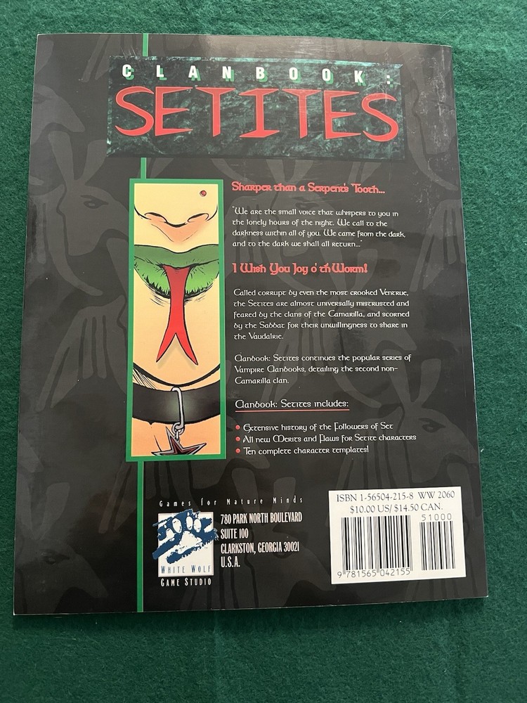 Clanbook Setites Sourcebook for Vampire The Masquerade WW2060