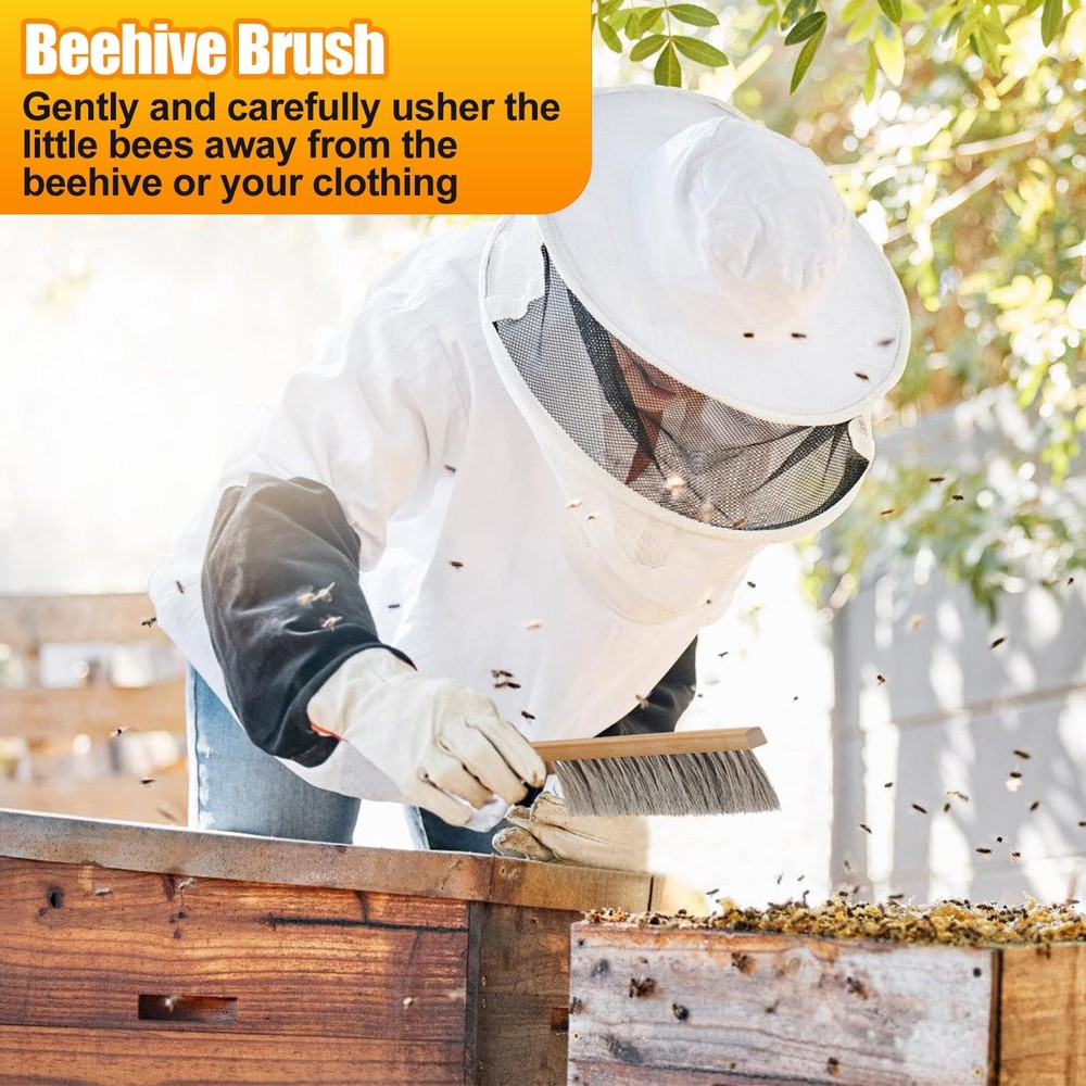 Bee Hive Tool Beekeeping Kit Stainless Steel J Hook Bee Brush Frame Scraper